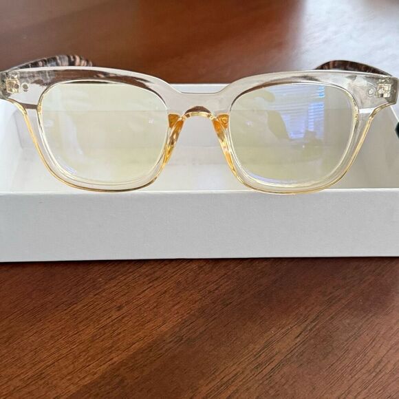 Rachel Zoe Go To Leah Marinka Blue Light Blocker Glasses In Nude Crystal New - Picture 5 of 8